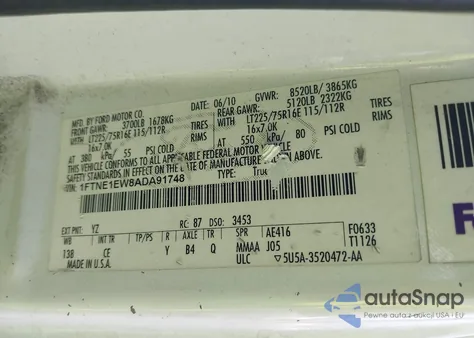 2010 Ford E-150 Commercial/Recreational from USA, damaged, VIN 1FTNE1EW8ADA91748